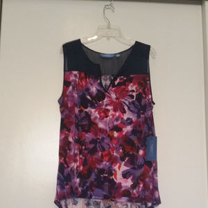 NWT - Vera Wang Floral Print Blouse Hi-Low- XL